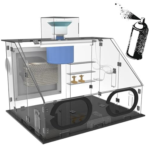 Cabine de pulvérisation d'aérographe portable, coffret de pulvérisation de peinture avec lumières LED, kit de cabine de peinture transparente, ventilateur d'extraction 40 W et chauffage à température