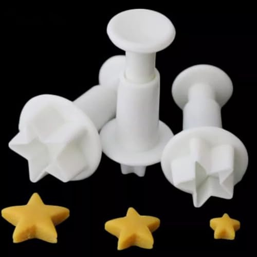 Enyolidimk 3 x Stern-Ausstechformen aus Kunststoff, Fondant, Kuchenformen, DIY Keksbackformen für Kaugummi, Gebäck, Ausstechformen, Zubehör