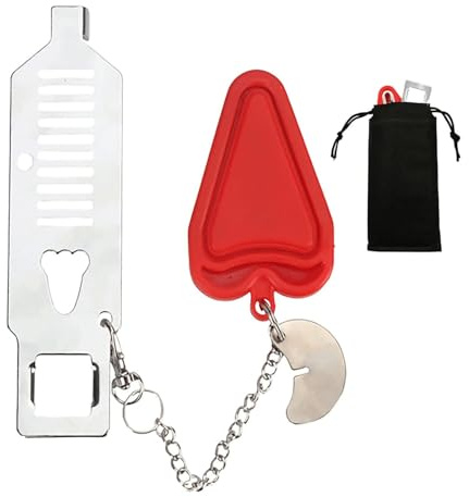 Serrure De Porte Portable, Serrure De Porte De Sécurité à Domicile, Serrure Supplémentaire Pour Plus D'intimité Et De Sécurité Dans la Maison, Serrures De Verrouillage Pour Voyage, Hôtel(Rouge)