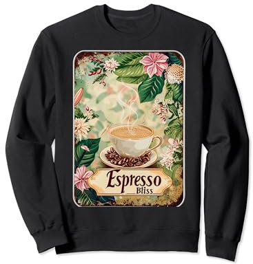 Espresso Bliss Tasse à café Motif floral vintage Barista Sweatshirt