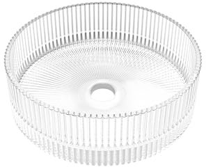 BAIKAL Lavabo sobre Encimera | Redondo | Cristal Transparente | 36 x 36 x 11 cm | Sin orificio para grifo | Lavabo Baño | Envío con Embalaje Reforzado