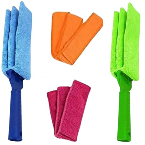 2 Spazzole Pulizia Persiane Pulisci Termosifone Tapparelle con Panno in Microfibra + 2 ricambi