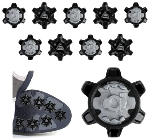 Kasoud Golf Spikes - Replacement Spikes for Shoes, Provides Traction, Stability and Comfort (Black) (10)