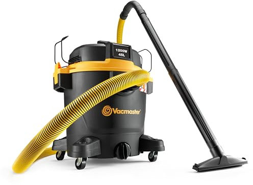 Vacmaster Wet & Dry Vacuum Cleaner, 45 litre. L Class Dust Extractor with 1200W Bypass Motor, Impact Resistant Tank and HEPA 13 Filtration. VJH1245PF-01L