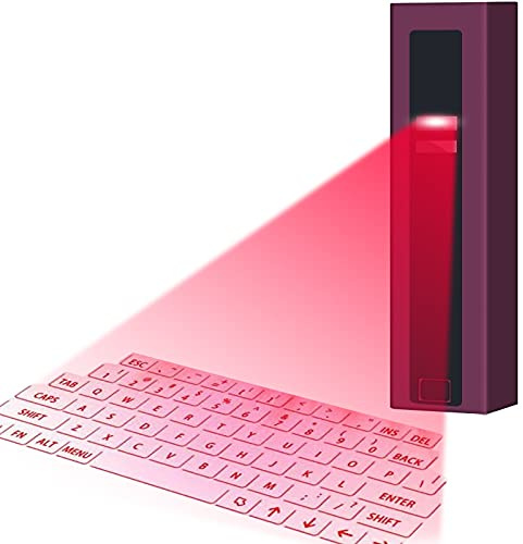 Funda Teclado Windows Teclado Virtual Wireless ProjectionFive Colors AvailableFor Smart Phone PC Table Small Portable Punta Teclado (Red, One Size)