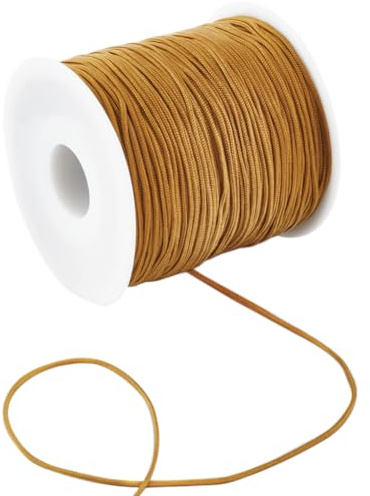 SUNNYCLUE 1.0mm 100 metri di Cordoncino di Nylon per Perline Fili di Nylon Dorato Sfuso Verga D'Oro Incollato per Cucire Annodatura In Raso Coda di Topo Cordoncini di Seta Macramè Cerati per La Creazi