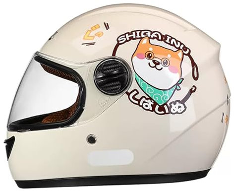 GNIUBBDB Integralhelm für Kinder, Motorradhelm, ECE-geprüft, Rollerhelm mit Sonnenblende und abnehmbarem Schal, Rollerhelm für Jungen und Mädchen von 3 bis 12 Jahren C-1,48-55CM