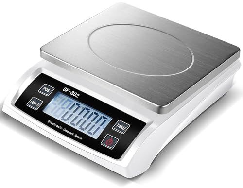 Copkim Large Digital Kitchen Scale 66LB 30kg Commercial Food Scale Stainless Bread Scale with LCD Display Commercial Weighing Devices for Baking Cooking(Silver)