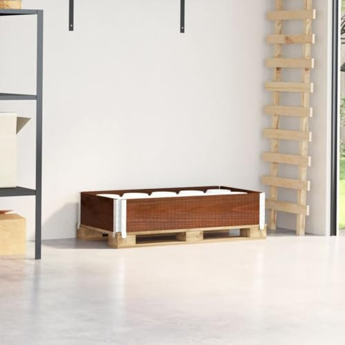 Homgoday Paletten Aufsatzrahmen, Palettenrahmen Holzrahmen Hochbeet Gartenbeet Stapelbar Faltbar, für Pflanzen, Blumen, Gemüse Braun 100x50 cm Massivholz Kiefer