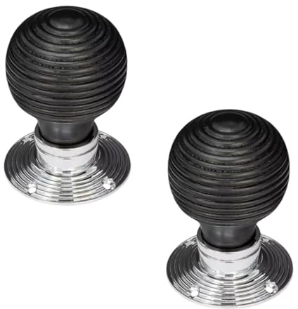 Manor Wooden Black Beehive Victorian Reeded Door Knob, 53mm