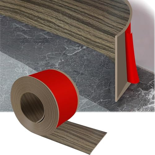 Battiscopa in PVC, 5M Battiscopa Adesivo 10cm x 1mm, Battiscopa Cucina, Battiscopa Flessibile Autoadesivo per Cucine, Bagni, Salotti (Venatura del Legno Fumé)