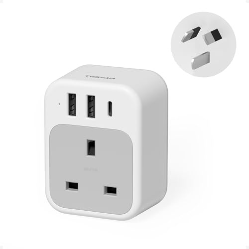 UK to Australia Plug Adapter, TESSAN Australian Plug Adaptor from UK with 1 USB C and 2 USB A, 4 in 1 Australia Travel Adapter, New Zealand Travel Adaptor for NZ, Argentina, China, Fiji