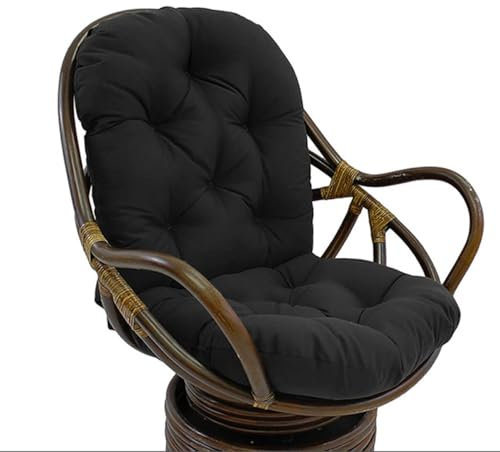 Schaukelstuhl Auflage 120x60cm wasserdicht, Extra Dickes Sitzkissen mit Anti-Rutsch Unterseite – UV-beständige Gartenstuhl Polster für Rattanmöbel, Lounge Chair, Terrasse & Balkon (Schwarz)