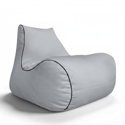 Aiire Luxuriöser Sitzsack für den Außenbereich, 120 x 100 cm, XXL-Sitzsack aus Öl, inklusive Füllung, Bean Bag Chair oder großes Bodenkissen, graues Design