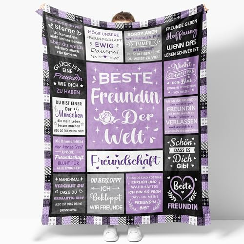AOWINS Beste Freundin Geschenke, Geschenk für Beste Freundin, Geschenk Beste Freundin Geburtstag, Geburtstagsgeschenk für Beste Freundin, Geschenke für Frauen, Freundinnen Geschenk Decke 150×130CM
