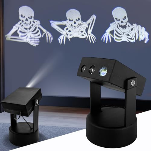 Halloween LED Projector Lamp, Dynamic Halloween Projector, Projection Lamp with 3 Types of Skull, 270° Adjustment, Devil's Face, Halloween, Decorative for Garden, Window