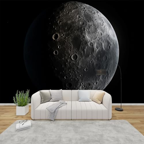 PaxGloz Fototapete Mond Tapete Weltraum Tapeten Vliestapete Modern Wandtapete Wohnzimmer Schlafzimmer Kinderzimmer Wanddeko Motivtapeten 300 x 210 cm (B x H)