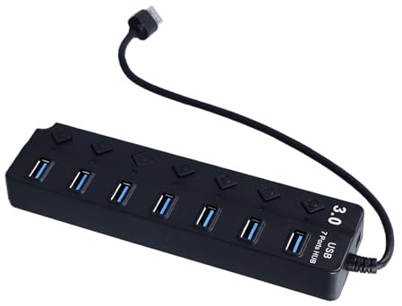 aqxreight 7 Porta USB C Hub con Singoli Switch per PC per Laptop e Dispositivi Mobili Compact and Affidabile Data Hub Splitter
