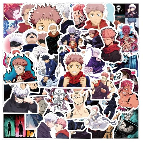 CAREOR 55Pcs Jujutsu Kaisen Stickers, PVC Waterproof Cartoon Cute Anime Jujutsu Kaisen Stickers for Teens Office Workers Crafts Gifts Laptop Bottles Guitar Luggage Skateboard