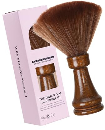 Spazzola per la pulizia dei capelli randagi con manico in legno naturale, multi superfici, uso per la cura del collo del salone e la spazzola da barbiere amichevole