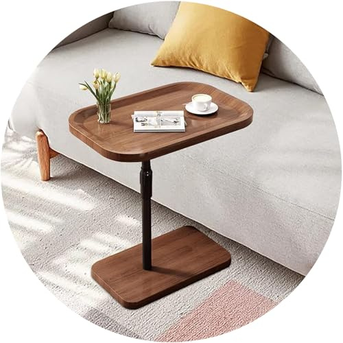 C-format sidobord 360° svängbart soffbord för små utrymmen med justerbar höjd, ändbord, multifunktionellt TV-brickbord för soffa och nattduksbord.