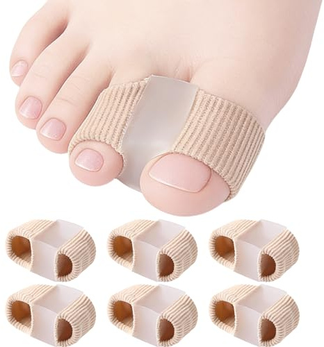 6 Stück Zehenspreizer Hallux Valgus, Silikon Großzehenabstandshalter mit 2 Schlaufen, Silikon Toe Separator für Damen & Herren, für Hallux Valgus Überlappende Zehen, Bequem, Hautfarbe
