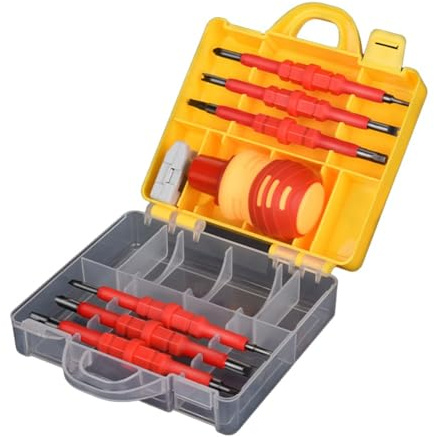 Jeu de tournevis à cliquet isolés avec embouts fendus et cruciformes, 14 pièces, outil à main d'électricien pour travaux électriques, acier au chrome vanadium