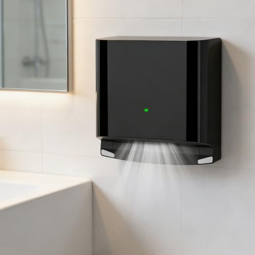 Asciugamani Automatico A Induzione, Asciugamani Elettrico Da Bagno Da 1250W Con Velocità Del Vento Di 80M/S, Asciugamani Per Wc Commerciale, Caldo Freddo Regolabili, Temperatura Costante Black