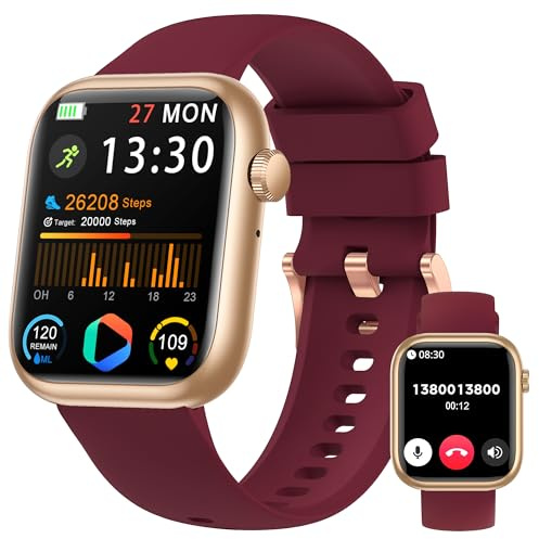 Smartwatch Damen Herren, 1.83 HD Fitness Tracker mit Schrittzähler/Blutdruckmessung/Pulsuhren/Telefonfunktion, Schlaftracker, 120+ Sportmodi, IP68 Wasserdicht Fitnessuhr&Sportuhr für Iphone Android