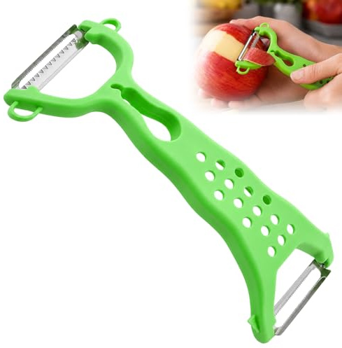 1 Pièce Éplucheur Double Fonction en Acier Inoxydable, Éplucheur Multifonction pour Fruits et Légumes, Poignée Ergonomique pour Préparation Alimentaire Quotidienne