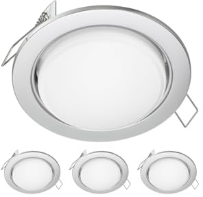 ledscom.de 4x LED infälld spotlight Zobe flat GX53 krom matt rund 6,2W 509lm varmvit 107mm Ø bultcirkel 90mm Ø
