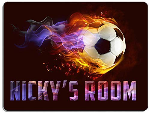 KRAFTYGIFTS FOOTBALL Boys Bedroom Door Sign Personalised Children's Child Room Kids Plaque Name KD28