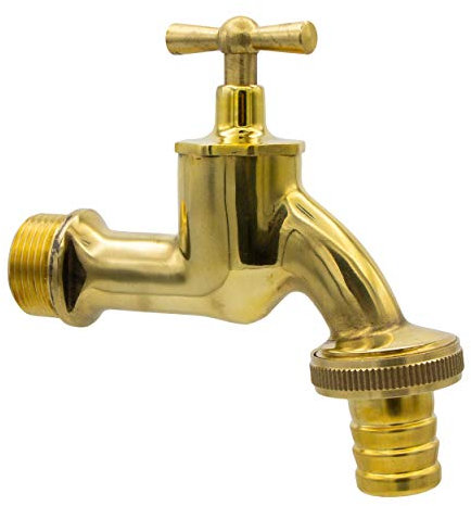 VARIOSAN Auslaufventil 14894, 1/2, Messing blank-poliert, mit Schlauchverschraubung und Knebel-Oberteil