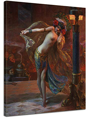 Bilderdepot24 Bild auf Leinwand | Gaston Bussière - Tanz der sieben Schleier in 50x70 cm als Wandbild | Wand-deko Dekoration Wohnung alte Meister | NEU-181176-50x70-tdss