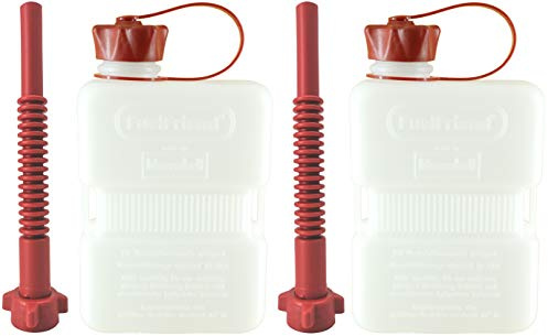 FuelFriend®-PLUS CLEAR 1,0 Liter - Klein-Benzinkanister Mini-Reservekanister + Flexibles Premium-Auslaufrohr - im Doppelpack