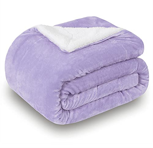 SOCHOW Wohndecke Kuscheldecke aus Sherpa Fleece Lila, 220 x 240 cm | Doppelseitig Superweiche Luxuriöse für Couch und Bett