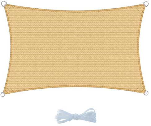 Cool Area Tenda a Vela Rettangolare 4x6m Traspirante HDPE Vela ombreggiante Protezione Raggi UV parasole per Giardino Esterno Terrazza-Sabbia