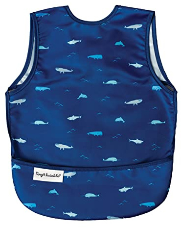 Tiny Twinkle Mess Proof Baby Bib for Boys | Waterproof Toddler Bib for Eating | Baby Apron for Feeding, Machine Washable | Perfect Shower Gift (Ocean Life, 2-4Y)
