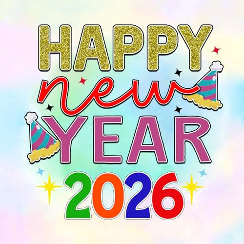 Happy New Year Square Greeting Card (2026, White) - Gift Idea Special Occasion Blank Inside With Envelope Premium Unique Design Quality Included Uk Designed Thoughtful