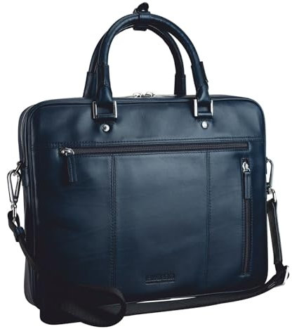 Leonhard Heyden Leder Aktentasche Laptoptasche mit Laptopfach Montreal Briefcase 1 Compartment Navy dunkelblau
