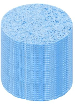 sourcing map 15PCS Soldering Sponge 50mm Round Blue Cleaning Pad Welding Tip Iron Replacement for Cleaning Soldering Iron 2mm Natural Thickness 11mm Water Absorption Thickness