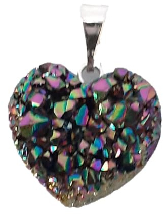 Edelsteinartikel Regenbogen Amethyst klein | Herz Amethyst Cluster | Aura Kristall Schmuck 925