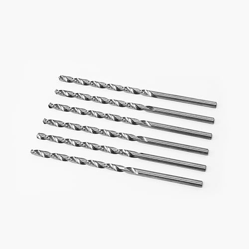 ANMOO Extra lange Spiralbohrer, 6 mm Bohrer-Durchmesser, 160 mm Länge, HSS (Hochgeschwindigkeitsstahl), Bohrer-Set für gehärtetes Metall, Holzarbeiten, Kunststoff, Aluminiumlegierung, 6 Stück