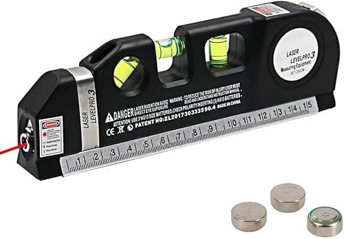 Livella Laser 4 in 1 con Metro a Nastro Multifunzionale Laser Multiuso Livellante Laser Orizzontale Verticale e Trasversale Livella a Bolla con Righello Batterie incluse