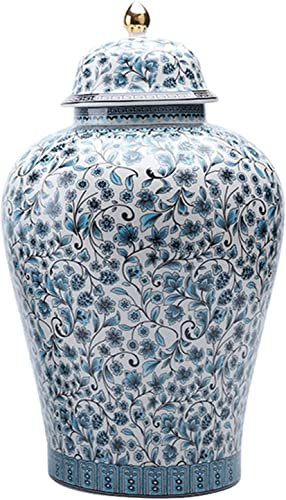 GaRcan Keramikdosen, Teedose, Vorratsdosen im chinesischen Stil, blau-weiß im Stil, Ingwerdose mit Deckel, Blumenvase, Tischdekoration, dekorative Porzellandosen, Blumenarrangem