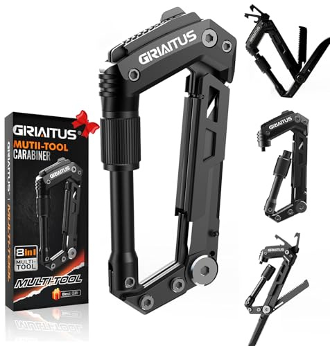 Locking Carabiner Clip 8 and 1 Multi Tool Heavy Duty Keychain Cool Pocket Gadgets Gifts for Men Cool Pocket Gadgets Outdoor Hiking Camping Essentials