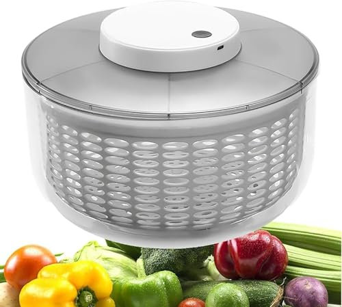 Essoreuse À Salade Électrique, Essoreuse À Laitue Automatique De 6 L, Nettoyeur Et Séchoir À Légumes Rechargeable Par USB, Séchoir À Salade De Grande Capacité, Évacuation Rapide De L'eau Pour Des Sala
