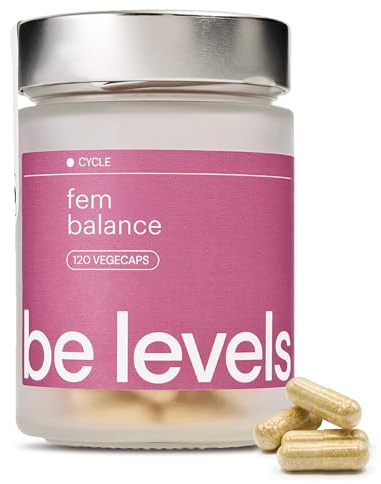 Inositol - Myo-Inositol + Magnesio + Vitaminas + 18 Activos Equilibrio Hormonal y Dolor Menstrual Mujer - SOP + Piel Saludable - Vegano Sin Gluten - 120 Cápsulas | fem balance - be levels