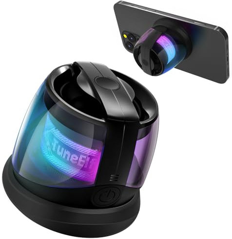 COVERY Bluetooth Lautsprecher Mini mit Magnet & Ambient Light - IPX4 Wasserdicht, 10h HiFi-Sound, Feuerfest für Fahrrad/Küche/Golf für iPhone, Android, Schwarz