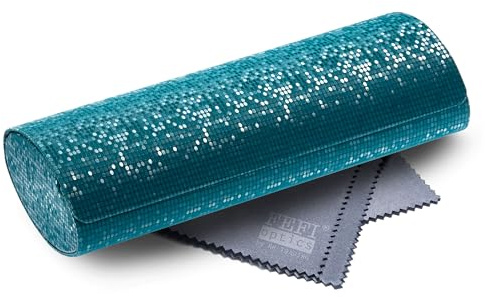 FEFI - Brillenetui Hardcase – atemberaubende Glitzer-Optik in Premium Qualität – Magnetverschluss – Perfekter Schutz – inkl. Mikrofasertuch – Damen & Herren
